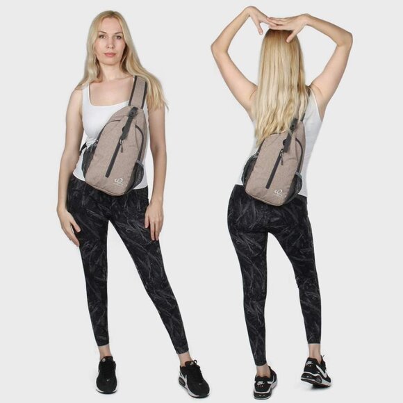 Waterfly Men Women Khaki Crossbody Adjustable Strap Hiking Sling Backpack - Picture 7 of 7